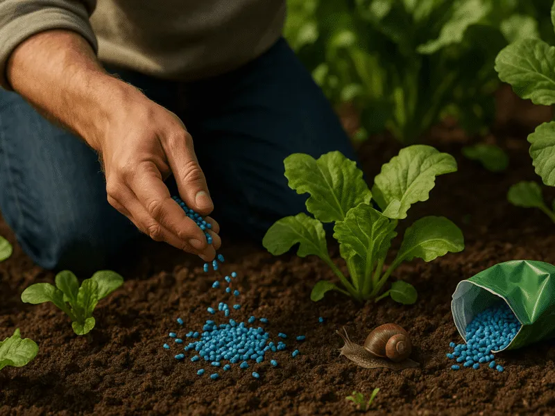 Garden Pest Control – Applying Slug Pellets Around Vegetables Garden Pest Control