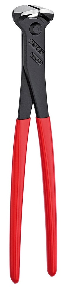 Knipex 8 Inch 11 inch End Cutting Nippers with red handles and black metal finish.