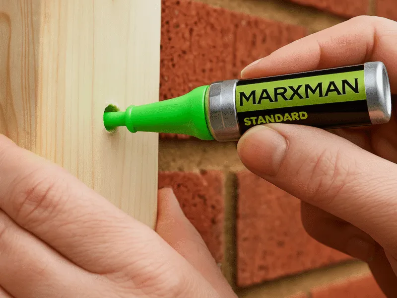 Using a Marxman Pen Through a Drilled Hole in Timber Marking and Measuring Tools