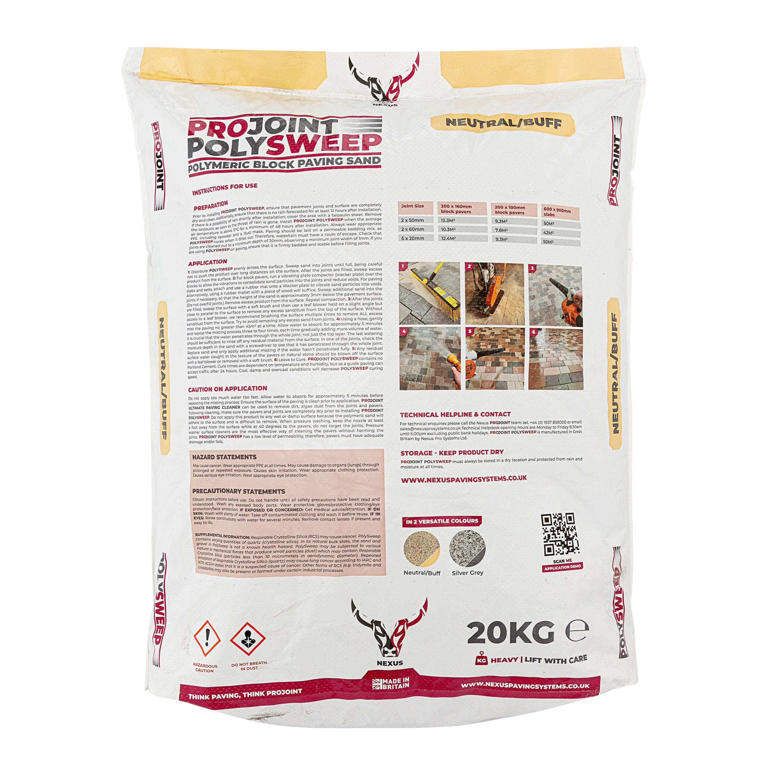 ProJoint Polysweep Polymeric Block Paving Setting Sand - NEUTRAL BUFF, 20kg - Back View