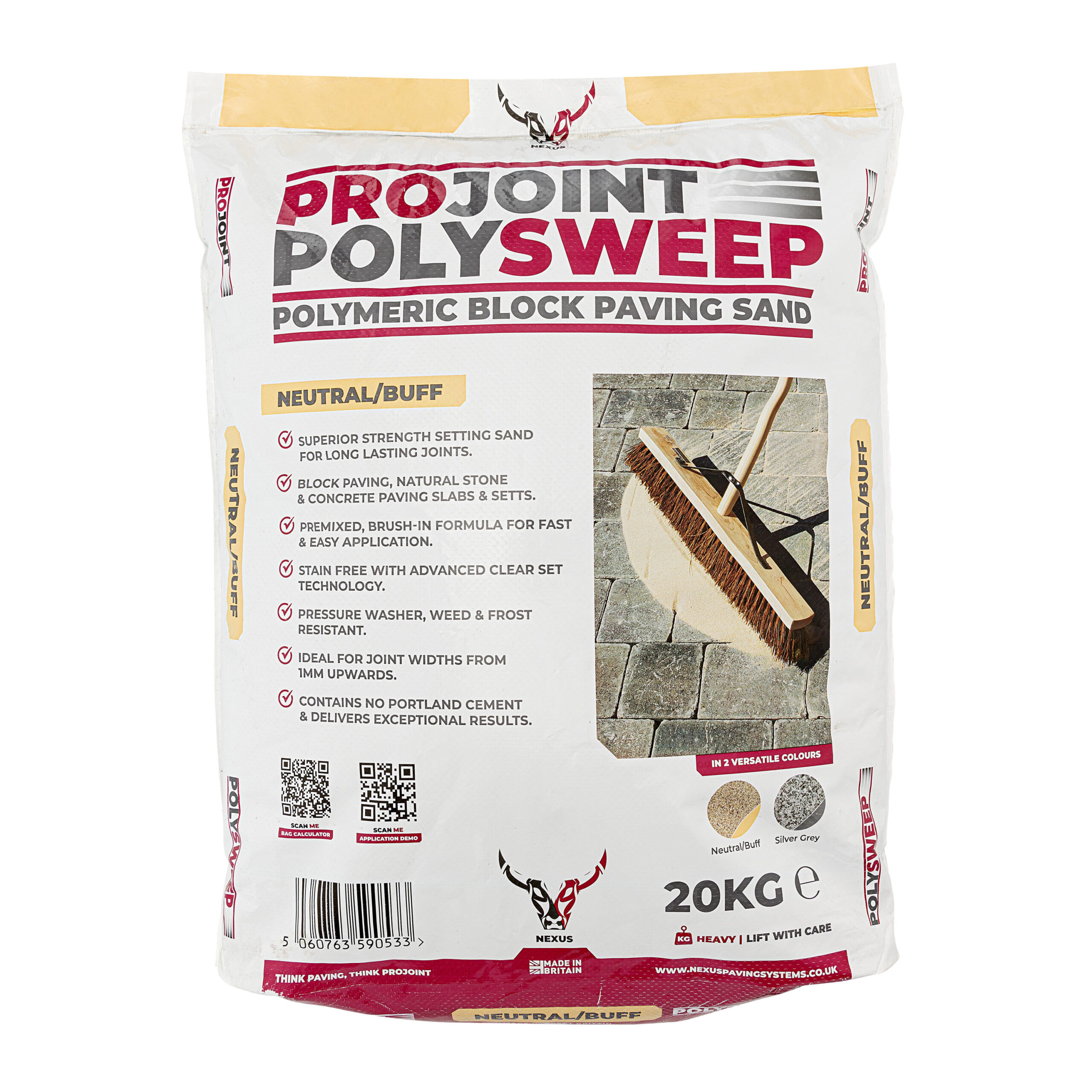 ProJoint Polysweep Polymeric Block Paving Setting Sand - NEUTRAL BUFF, 20kg - Front View