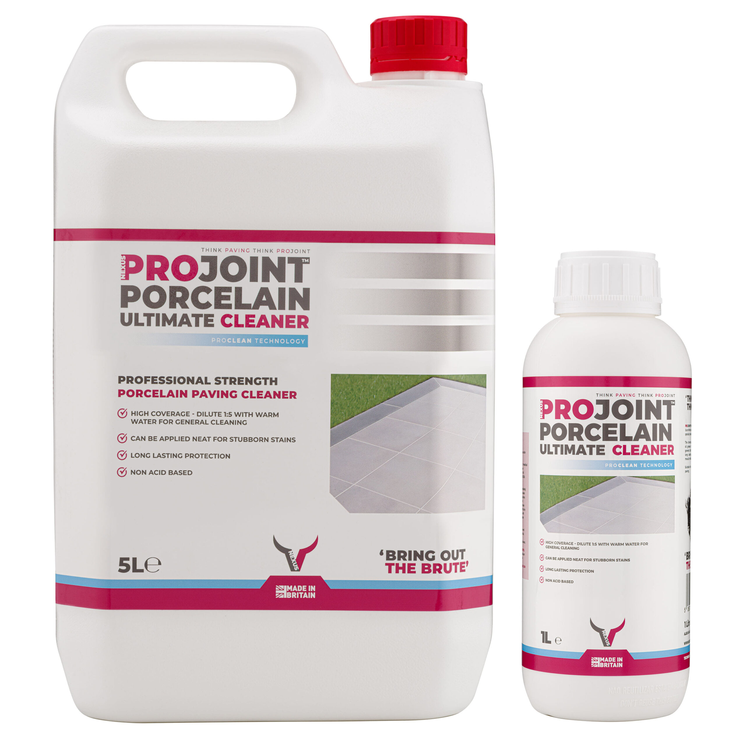 ProJoint Porcelain Ultimate Cleaner 1 & 5 Litre Grouped - Paving Cleaning Concentrate