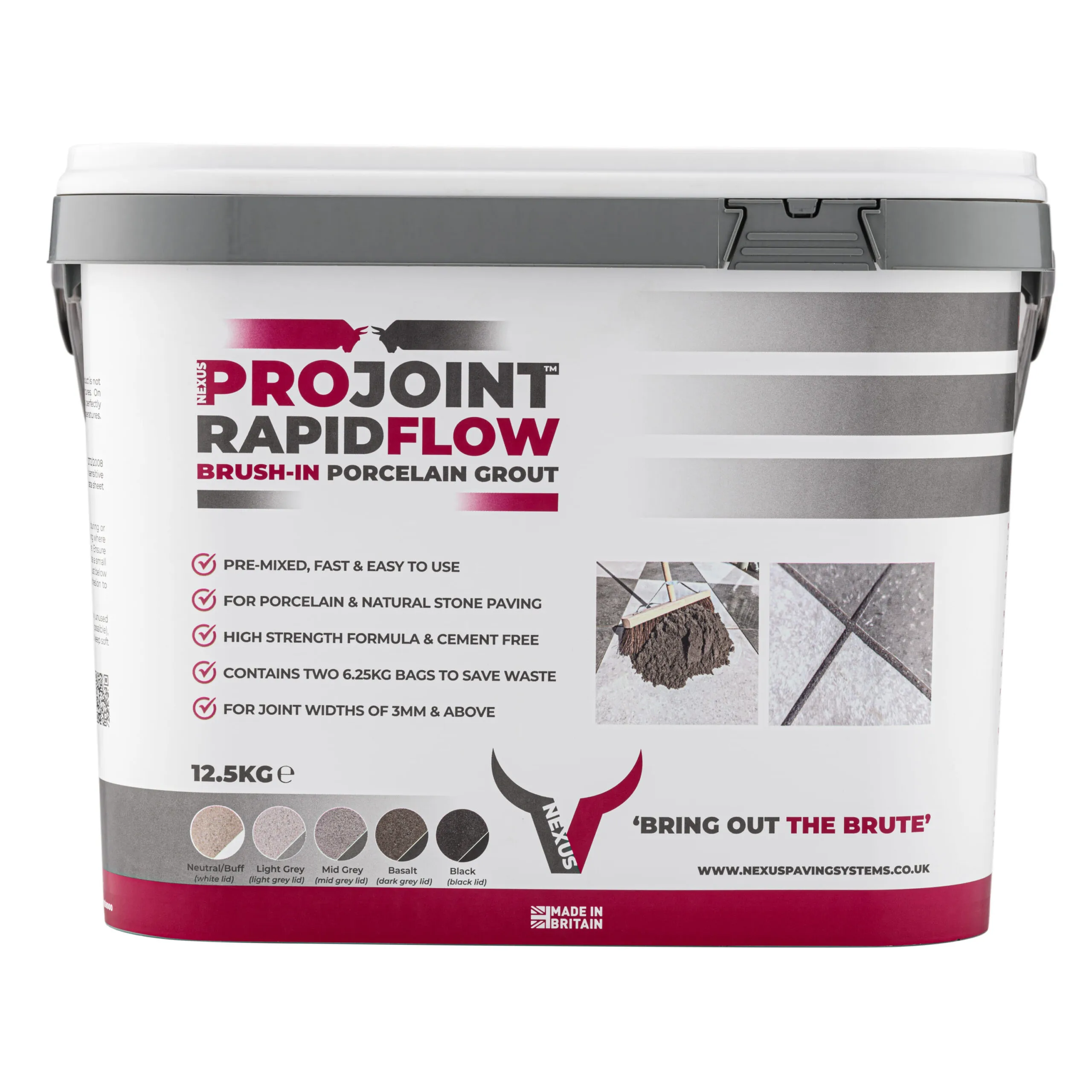 ProJoint RapidFlow Brush-in Porcelain Grout – NEUTRAL BUFF, 12.5kg (RAPIDFLOWN)