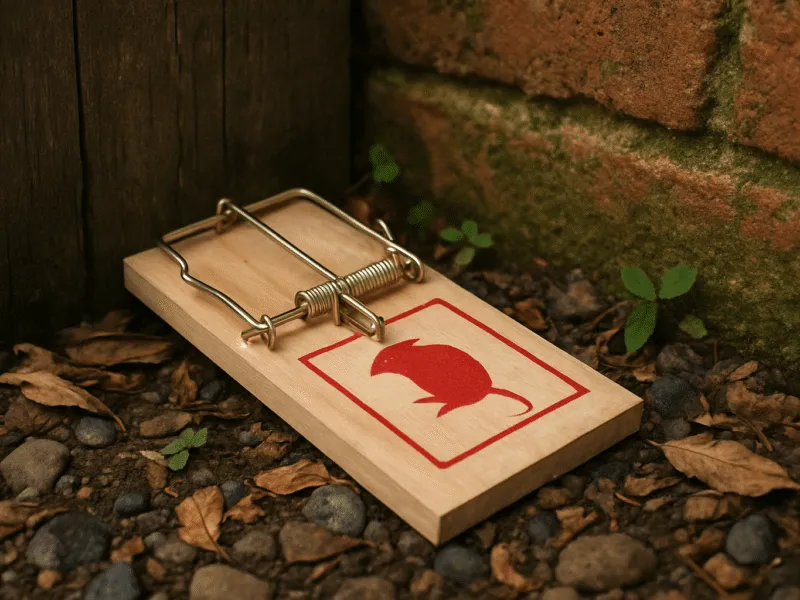 Placing a humane rodent control cage trap in a garden corner Rodent Control