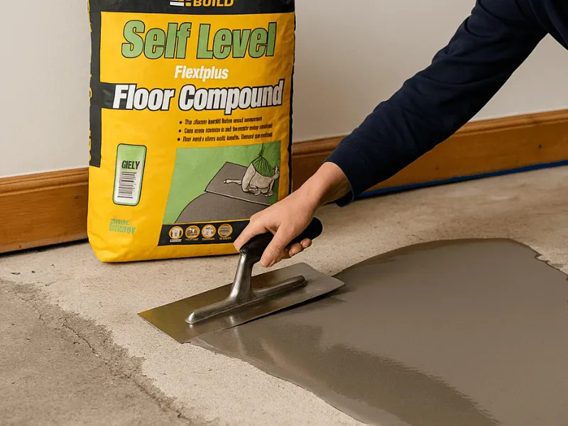 Applying Everbuild self levelling compound to prepare a smooth interior floor surface Self Levelling Compounds