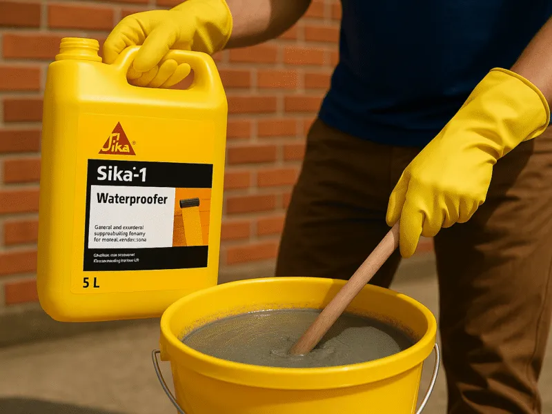 Using Sika admixtures to prepare waterproof cement mix with Sika-1 Waterproofer on site Admixtures and Building Chemicals