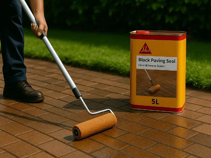Applying Sika Patio and Driveway Sealer to Outdoor Block Paving Mid-Use Patio Driveway and Masonry Sealers