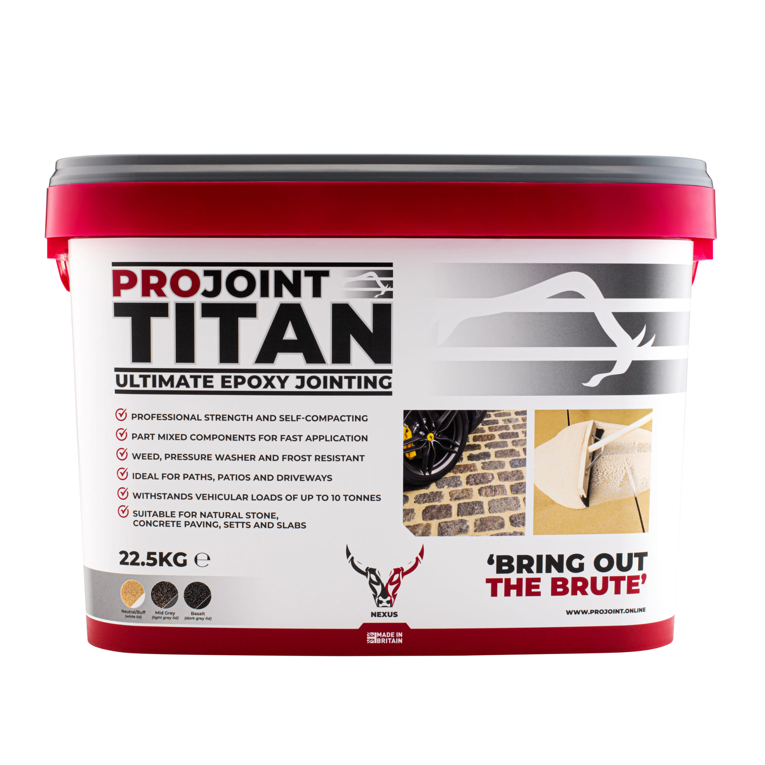 ProJoint Titan Ultimate Epoxy Paving Grout - Mid-Grey, 22.5kg - Front View