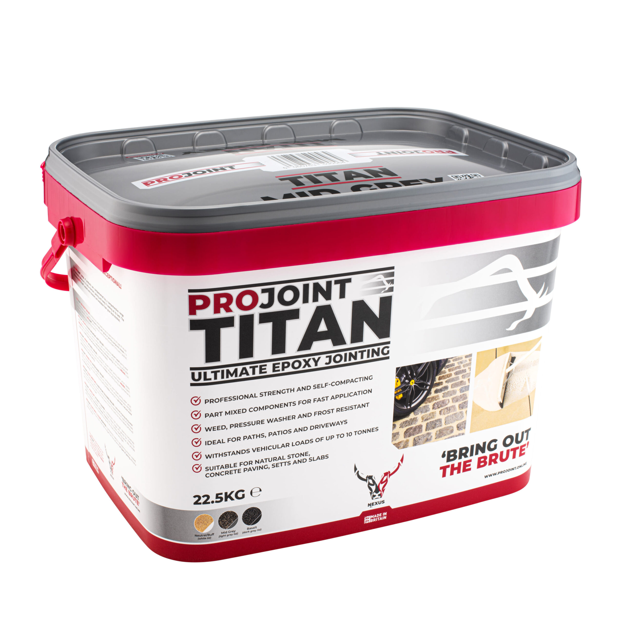 ProJoint Titan Ultimate Epoxy Paving Grout - Mid-Grey, 22.5kg - Side View