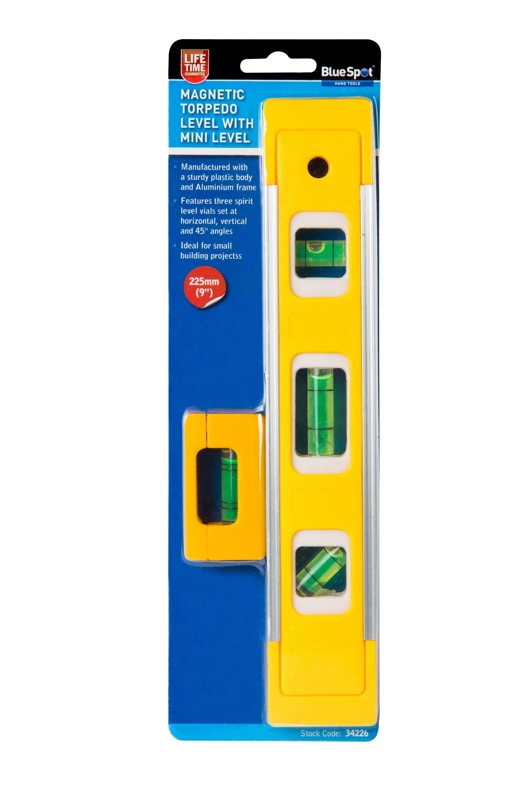 34226.jpg Blue Spot Tools Magnetic Torpedo Level inc. Mini Level (34226)