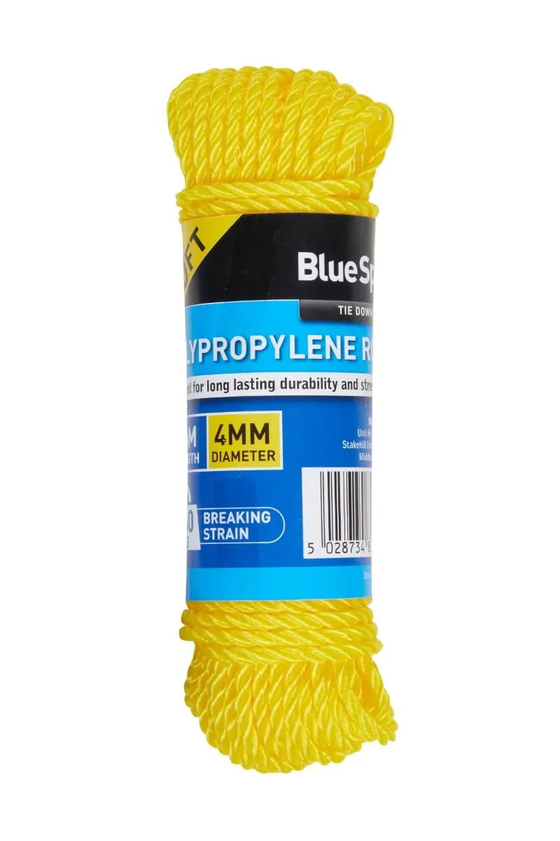 Blue Spot Tools Polypropylene Rope -50ft, 4mm x 15 metres (80418)