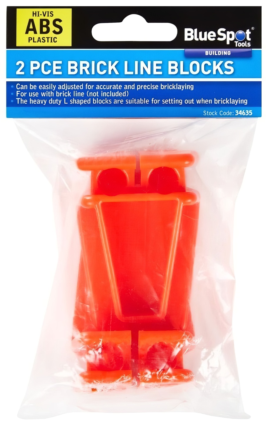 Blue Spot Tools Bricklayers Corner Line Level Blocks Twin Pack in packaging
