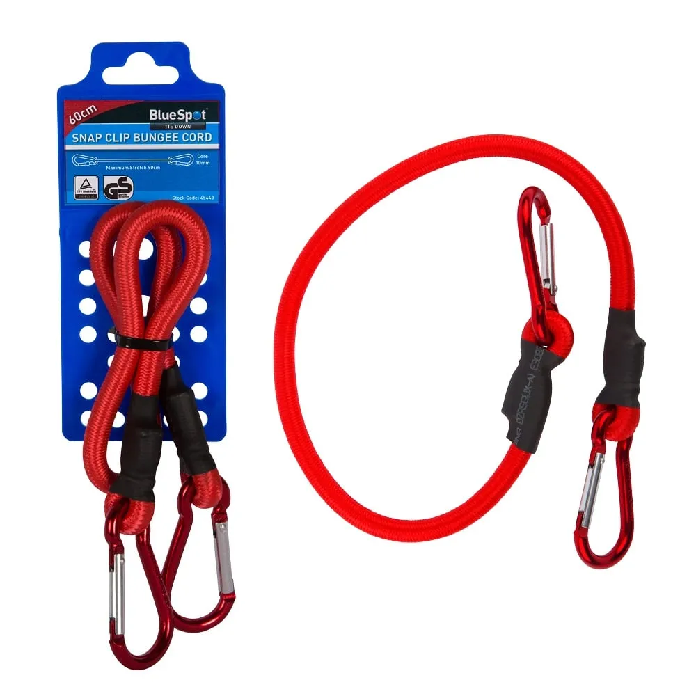 Blue Spot Tools Snap Clip Bungee Cord – 60cm, Red (45443)