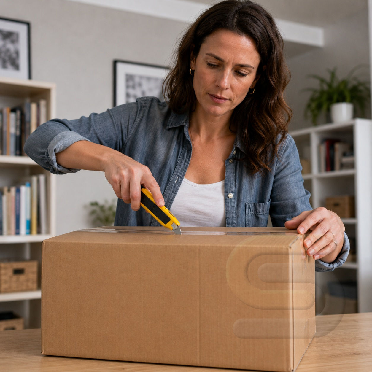 blue-spot-tools-retractable-utility-knife-hi-vis-29158-women-using-knife-to-open-a-box