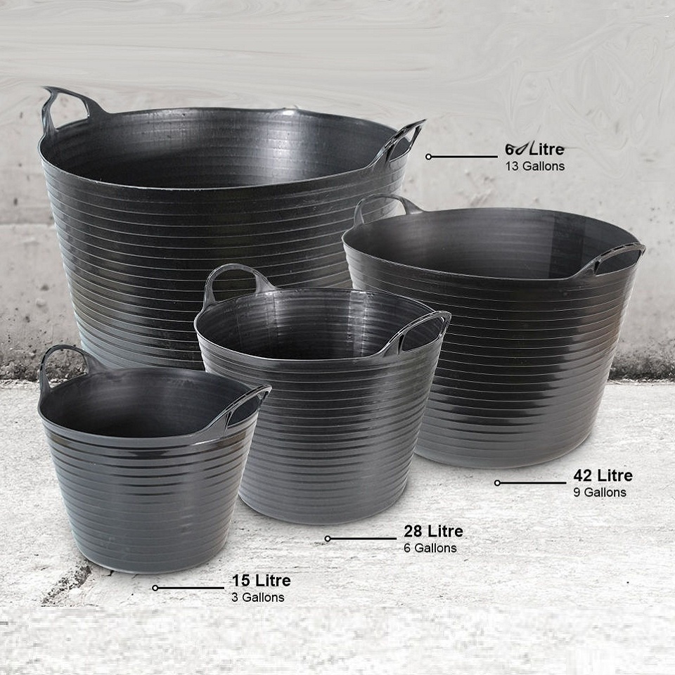 Faithfull Black 15L garden flexible bucket with handles buckets with sizes in litres and gallons