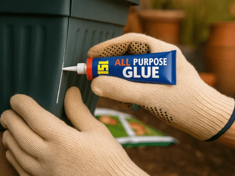 Applying 151 adhesive to repair a cracked garden planter seam Adhesives and Sealants