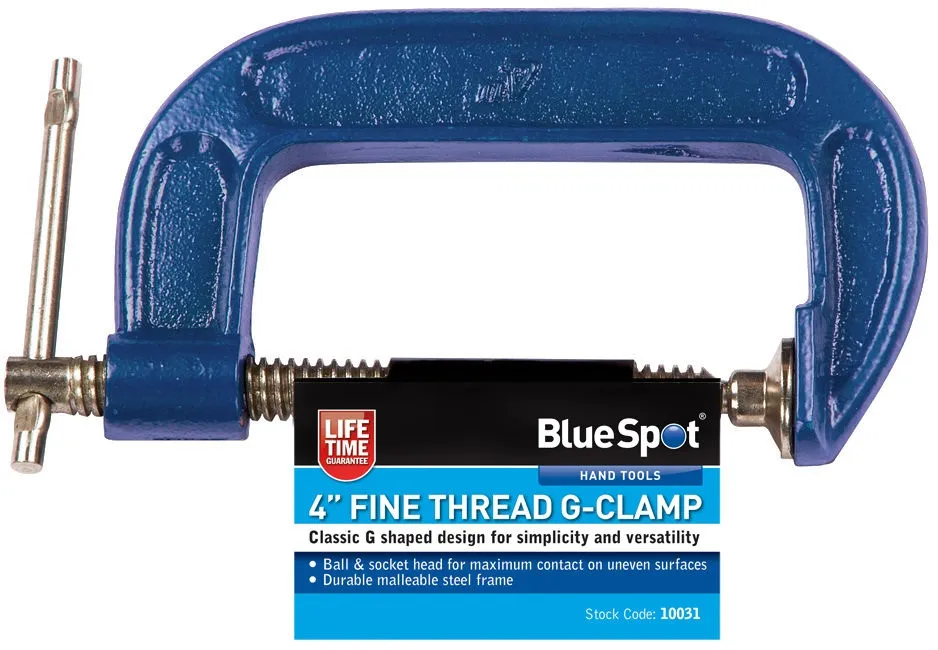 blue-spot-tools-fine-thread-g-clamp-100mm-4-inch-10031-bluespot.jpg Blue Spot Tools Fine Thread G-Clamp – 100mm, 4 Inch (10031)