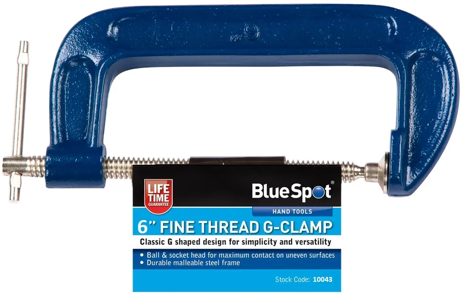 blue-spot-tools-fine-thread-g-clamp-150mm-6-inch-10043-bluespot.jpg Blue Spot Tools Fine Thread G-Clamp – 150mm, 6 Inch (10043)