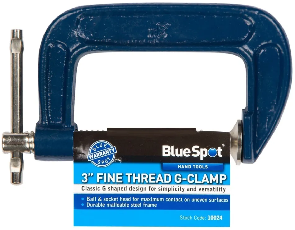 blue-spot-tools-fine-thread-g-clamp-75mm-3-inch-10024-bluespot.jpg Blue Spot Tools Fine Thread G Clamp – 75mm, 3 Inch (10024)