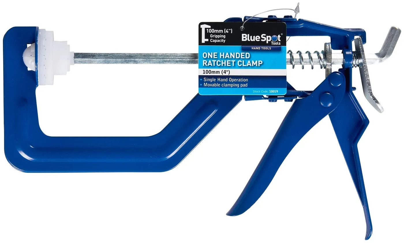 Blue Spot Tools One-Handed Ratchet Clamp – 100mm, 4 Inch (10019)