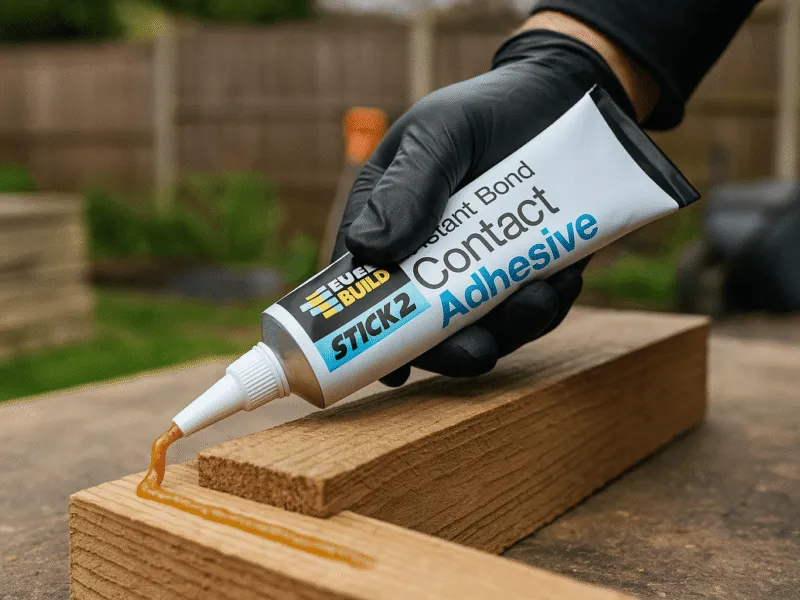 Applying Everbuild Instant Bond Contact Adhesive outdoors to timber battens Contact Adhesives