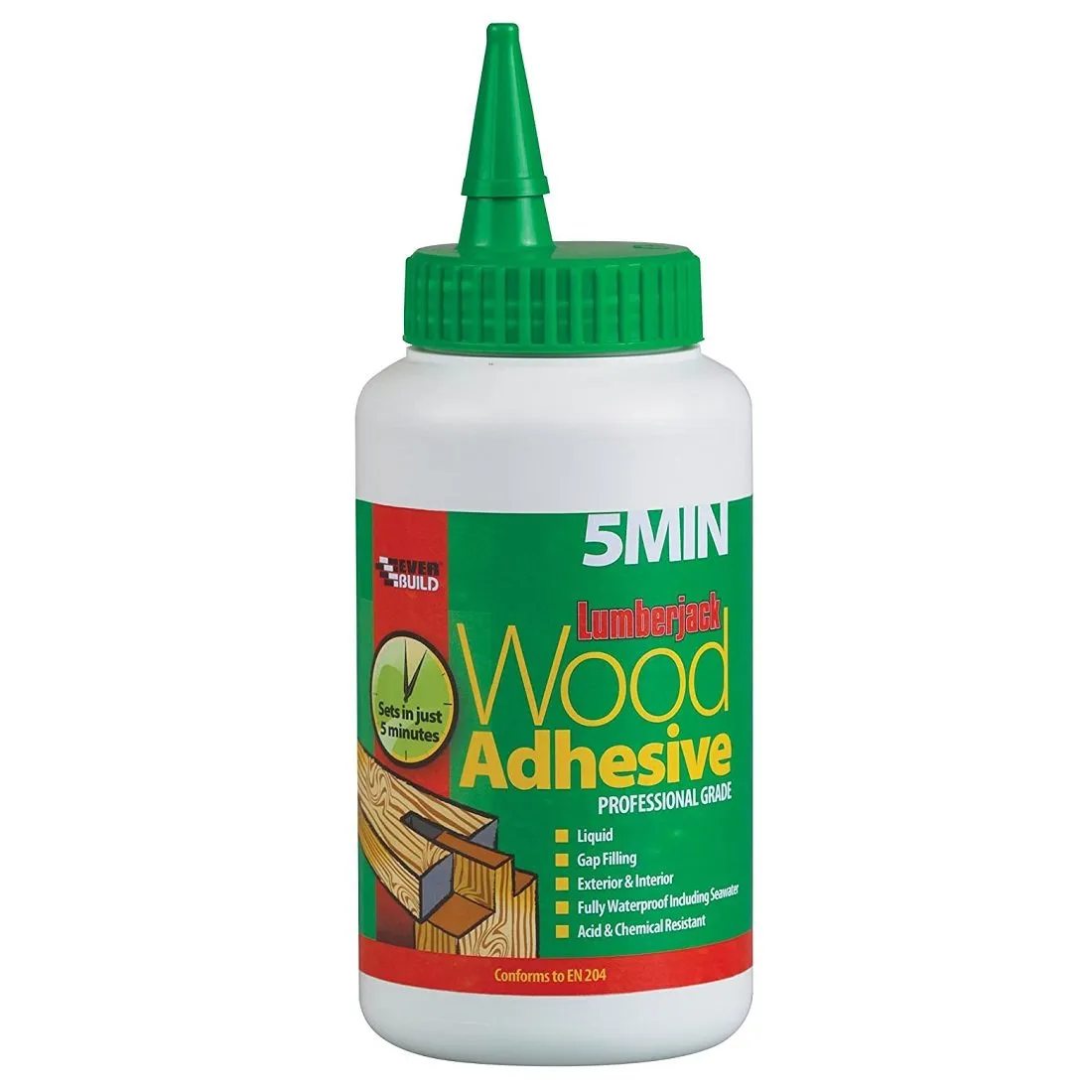 everbuild-lumberjack-5-min-wood-adhesive-750ml-5minpu7.jpg Everbuild Lumberjack PU Wood Adhesive Tub – 5 Minute, 750g 484683 (5MINPU7)