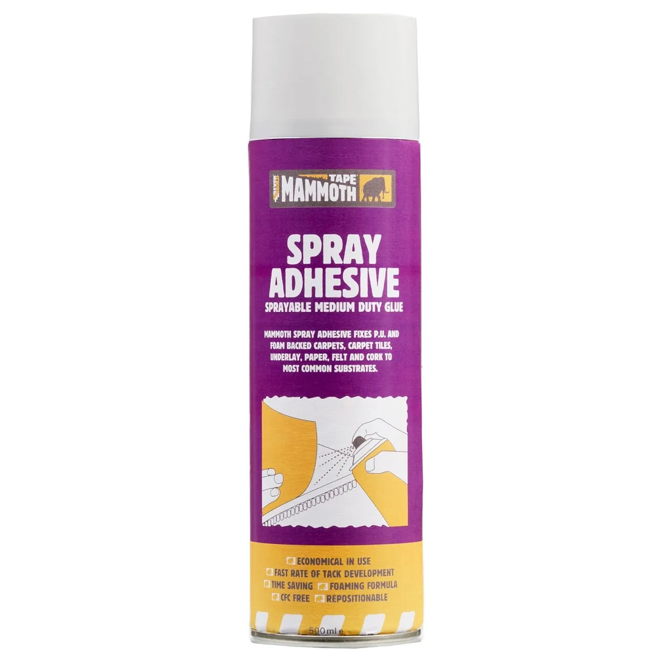 everbuild-mammoth-spray-carpet-textile-adhesive-2spray05.jpg Mammoth Flooring Carpet Multi-Purpose Textile Spray Adhesive – 500ml (2SPRAY05)