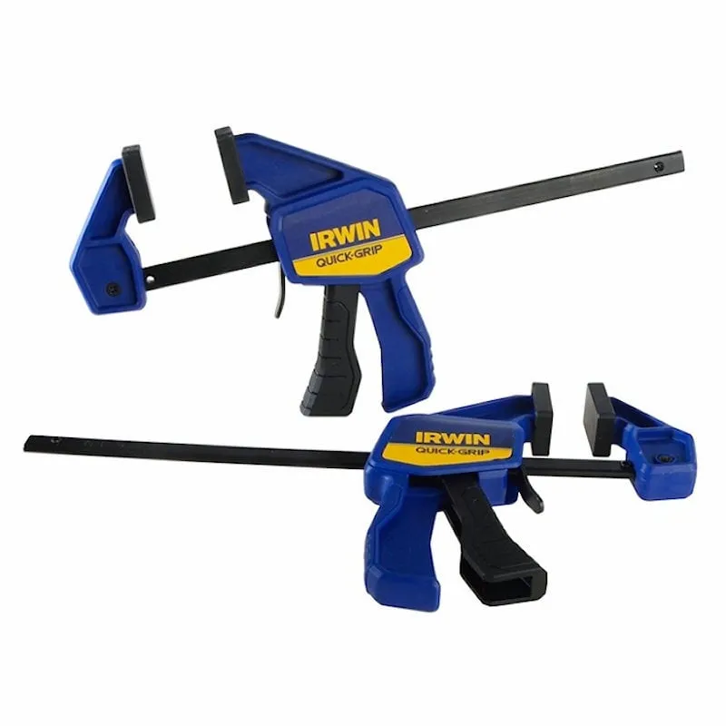 irwin-twin-pack-150mm-one-handed-trigger-clamp-63kg-Pack-t5462el7.jpg Irwin 150mm Quick One-Handed Trigger Clamp – 63kg Capacity, Mini, 2 Pack (T5462EL7)