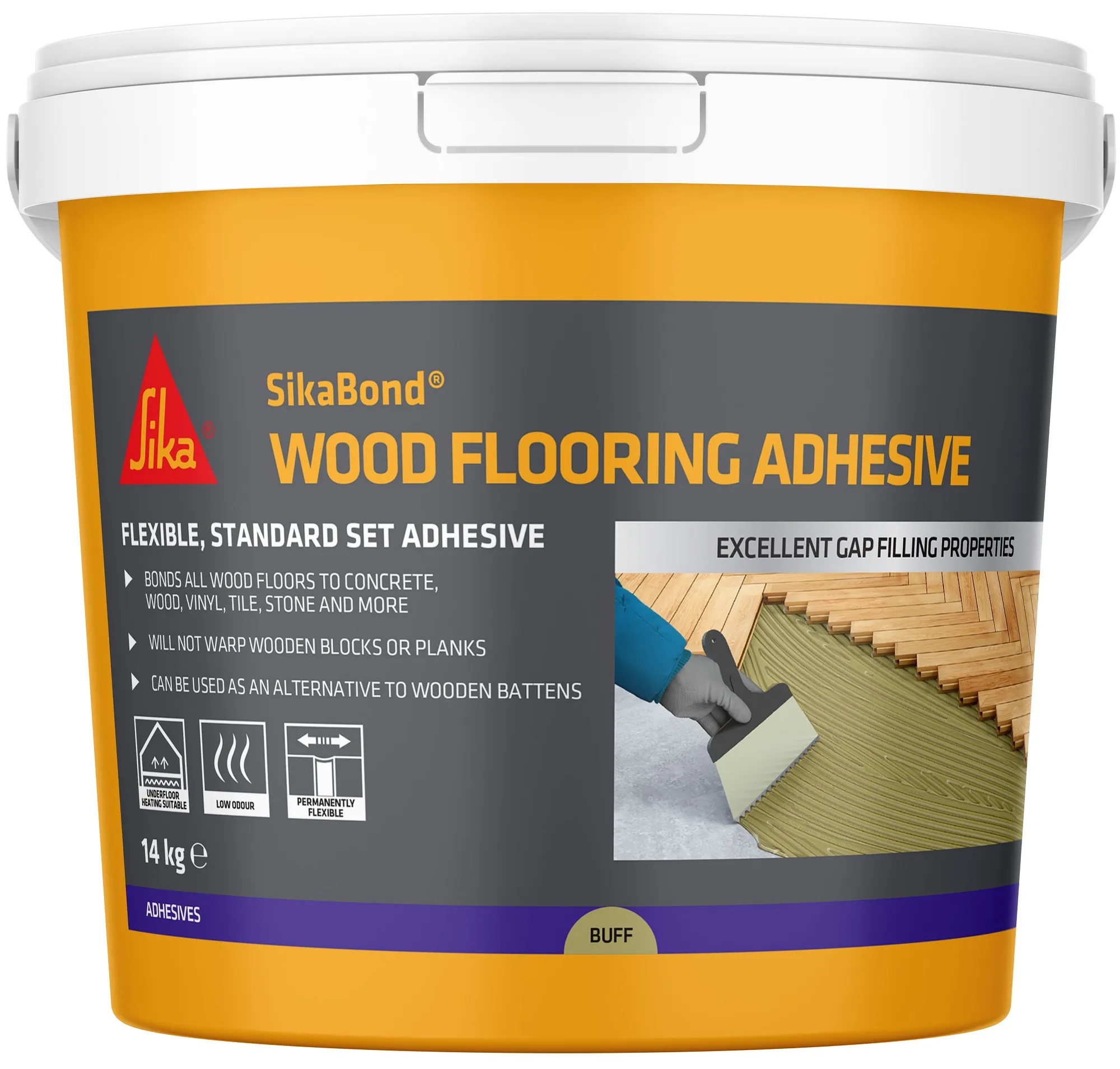 sika-sikaBond-wood-floor-flooring-adhesive-14kg-Buff-895010 Sika Sikabond Hybrid Polymer Wood Floor Adhesive 650 – 14kg 895010