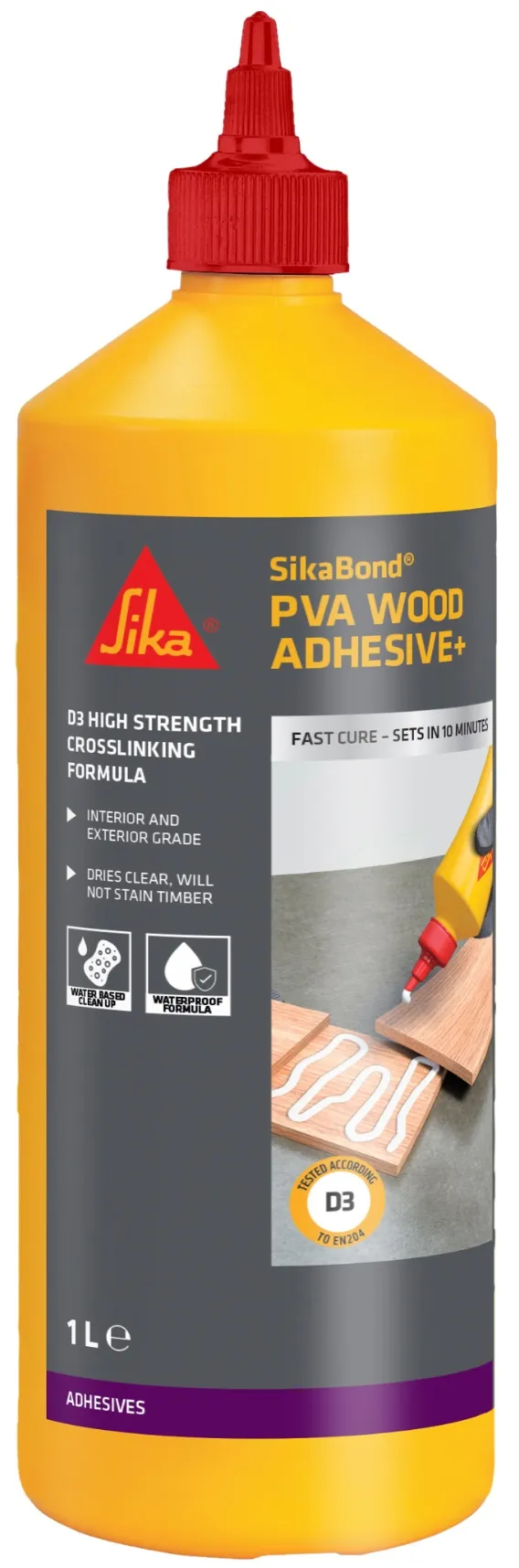 sika-sikabond-pva-wood-adhesive-plus-1-litre-908050. Sika Sikabond PVA Wood Adhesive + 1 Litre D3 All Purpose Weatherproof Clear 908050