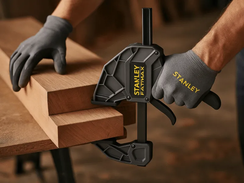 Applying the Stanley FatMax XL Ratchet-Trigger Clamp in a Workshop – Heavy-Duty Clamping in Action Clamps
