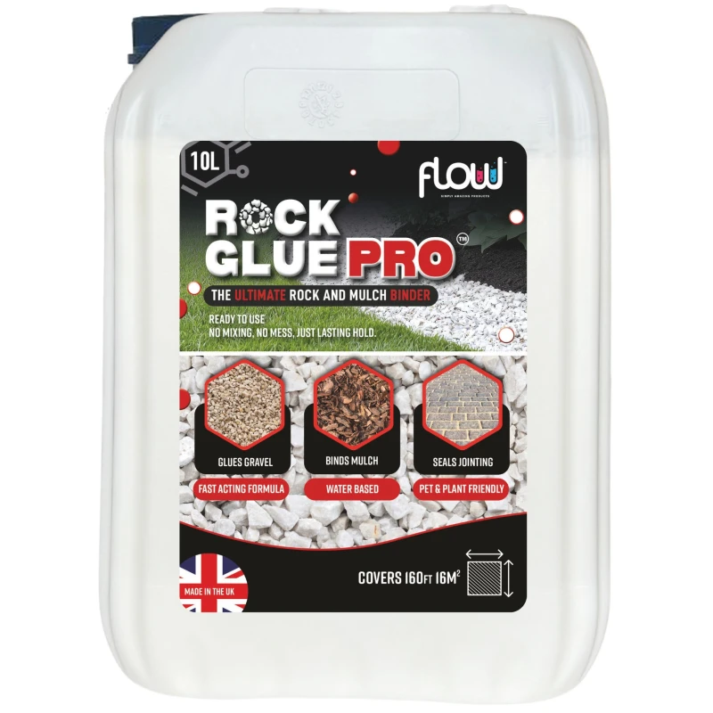 Flow Rock Glue PRO 10 Litre Garden Decorative Rock, Gravel & Mulch Binder – RGLUE10L Flow Rock Glue PRO 10 Litre Garden Decorative Rock, Gravel & Mulch Binder (RGLUE10L)