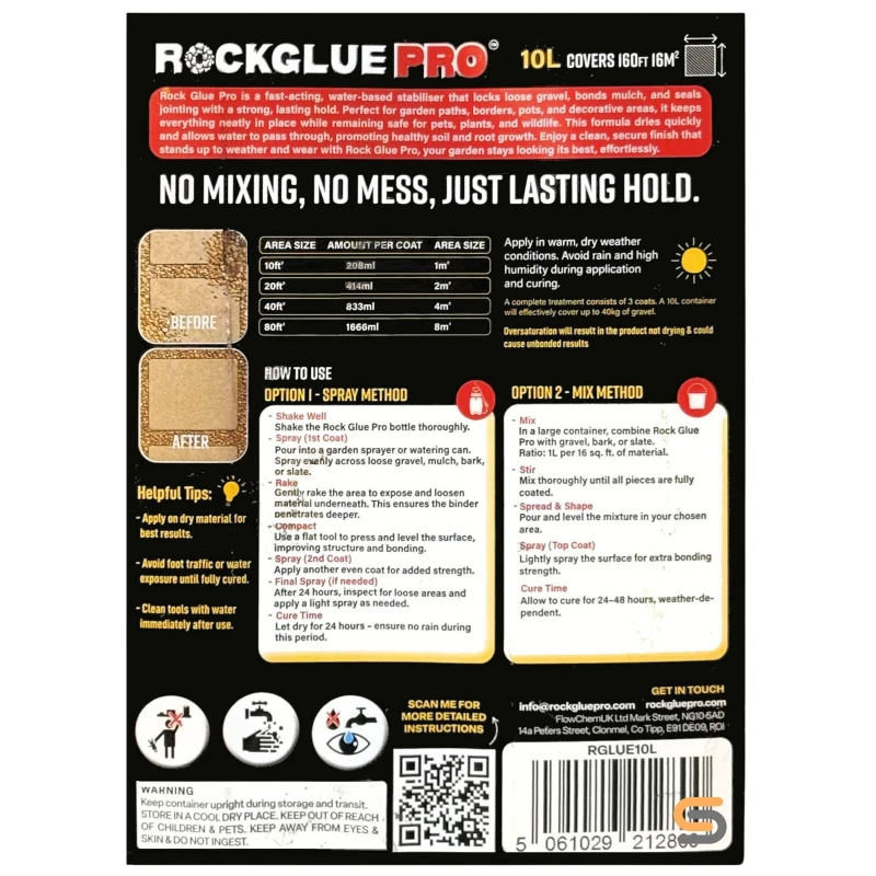 Flow Rock Glue PRO 10 Litre Garden Decorative Rock, Gravel & Mulch Binder - RGLUE10L Flow Rock Glue PRO 10 Litre Garden Decorative Rock, Gravel & Mulch Binder - RGLUE10L