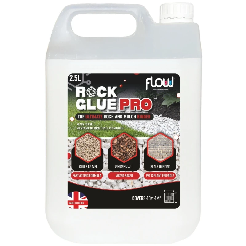 Flow Rock Glue PRO 2.5 Litre Garden Decorative Rock, Gravel & Mulch Binder – RGLUE2L Flow Rock Glue PRO 2.5 Litre Garden Decorative Rock, Gravel & Mulch Binder (RGLUE2L)