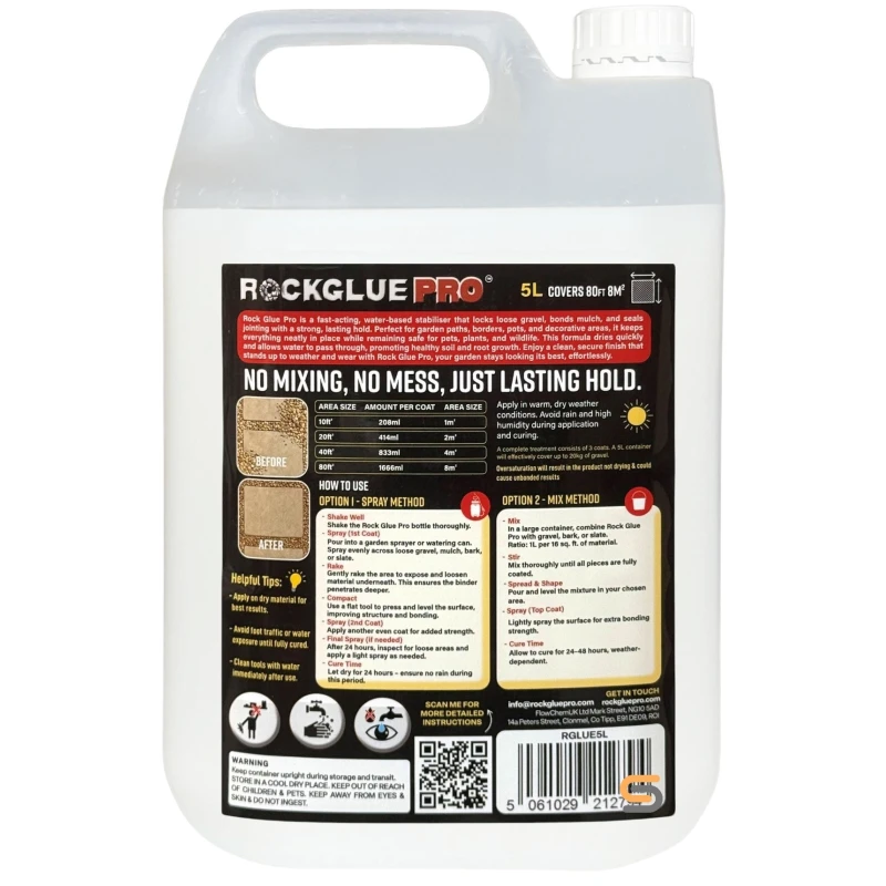 Flow Rock Glue PRO 5 Litre Garden Decorative Rock, Gravel & Mulch Binder - RGLUE5L Flow Rock Glue PRO 5 Litre Garden Decorative Rock, Gravel & Mulch Binder - RGLUE5L