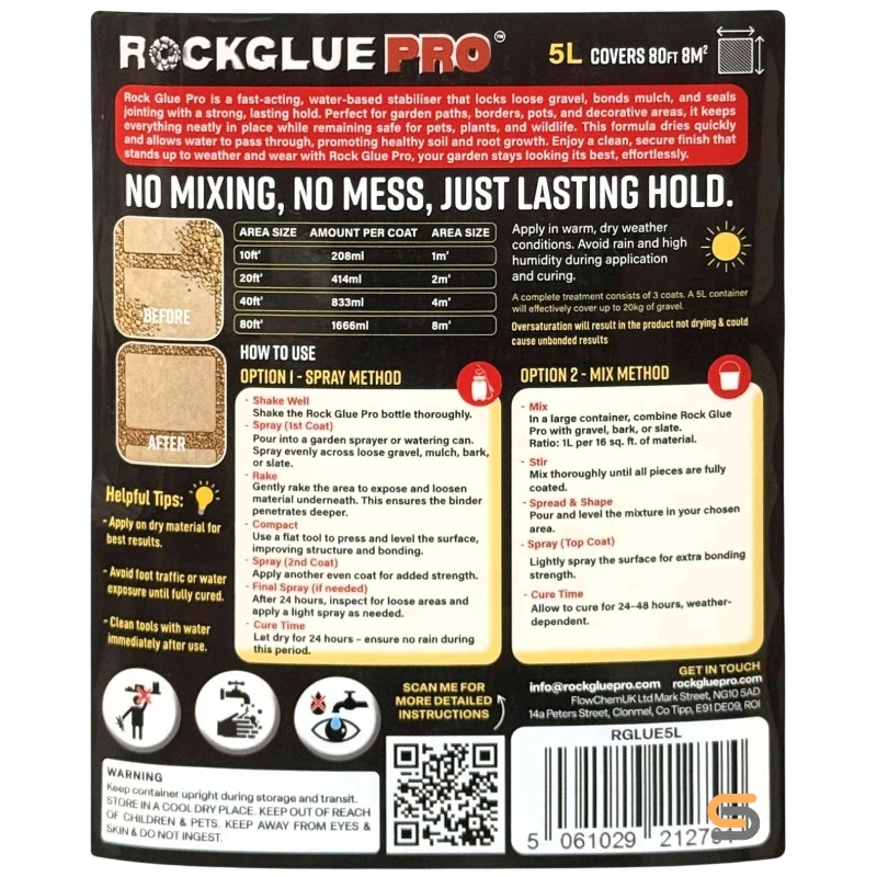 Flow Rock Glue PRO 5 Litre Garden Decorative Rock, Gravel & Mulch Binder - RGLUE5L Flow Rock Glue PRO 5 Litre Garden Decorative Rock, Gravel & Mulch Binder - RGLUE5L