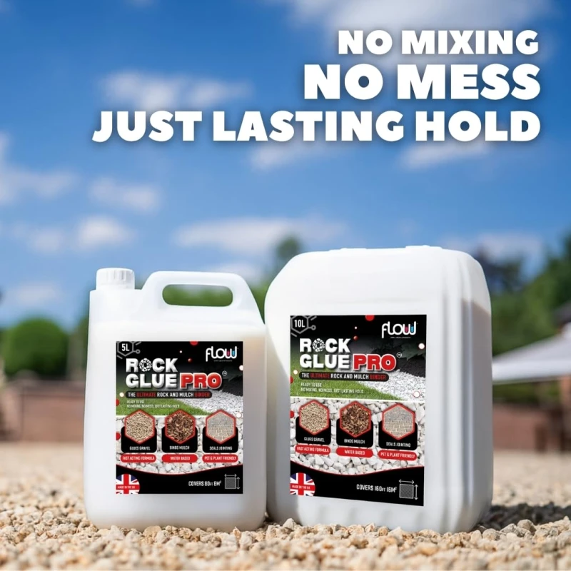 Flow Rock Glue PRO 5 Litre Garden Decorative Rock, Gravel & Mulch Binder - RGLUE5L Flow Rock Glue PRO 5 Litre Garden Decorative Rock, Gravel & Mulch Binder - RGLUE5L