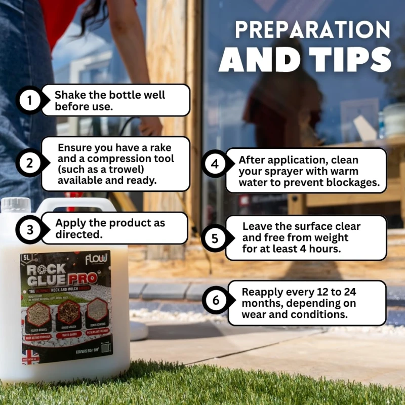 Flow Rock Glue PRO 2.5 Litre Garden Decorative Rock, Gravel & Mulch Binder - RGLUE2L Flow Rock Glue PRO 2.5 Litre Garden Decorative Rock, Gravel & Mulch Binder - RGLUE2L