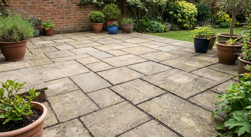 Clean patio with well-maintained joints and no visible weed growth