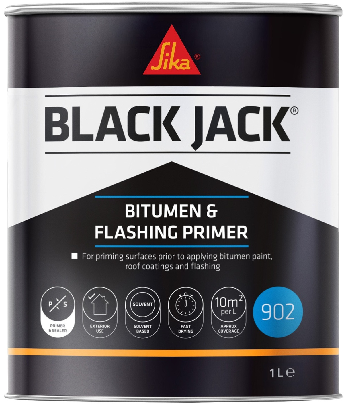 Sika Black Jack 902 Bitumen and Flashing Primer 1 litre tin