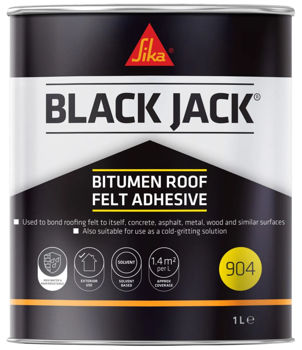 Sika Black Jack 904 Bitumen Roof Felt Adhesive 1L 90401 Sika Black Jack 904 Roof Felt And Chipping Adhesive 1L 90401