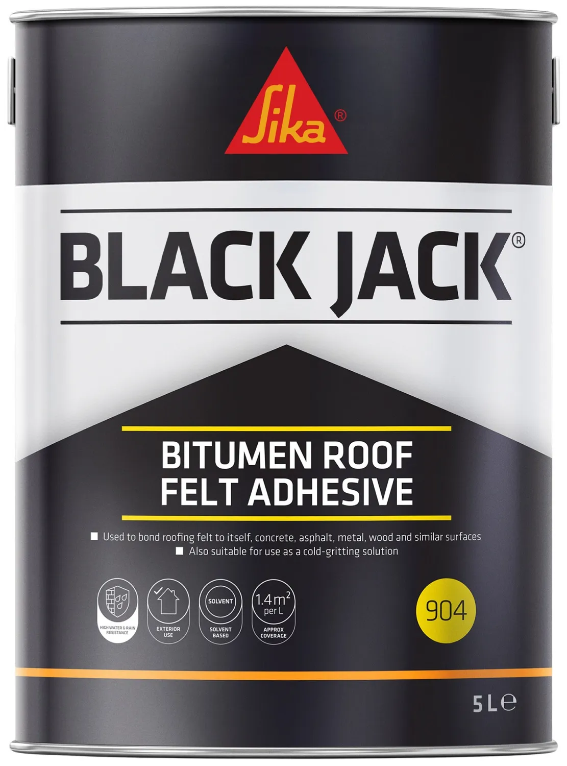 Sika Black Jack 904 Bitumen Roof Felt Adhesive 5L 90405 Sika Black Jack 904 Roof Felt And Chipping Adhesive 5L 90405