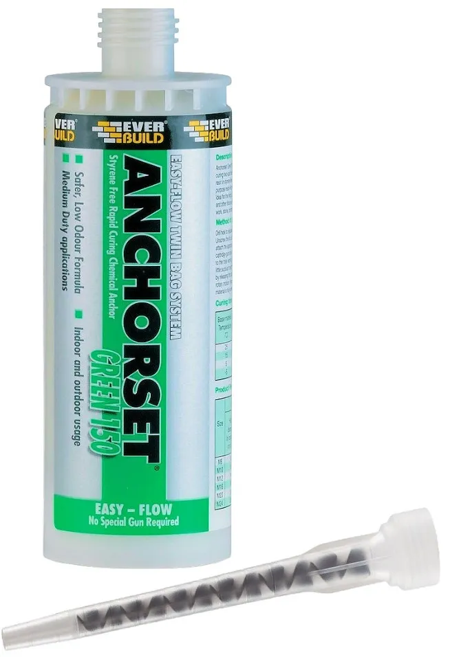 Everbuild Anchorset Green 150 Chemical Anchor Resin 150ml ANCHGREEN150