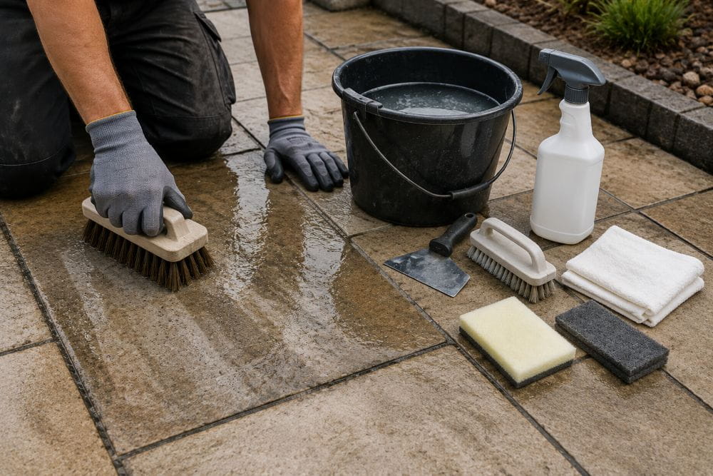 Cleaning and surface preparation tools for paving work