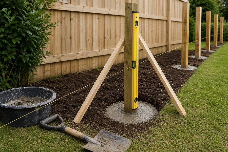 How to Concrete Fence Posts at the Right Depth | Path and Patio