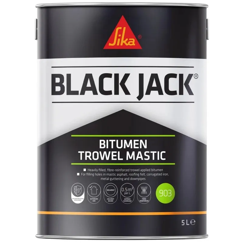 Sika Black Jack 903 Bitumen Trowel Mastic 5L Tin Sika Black Jack 903 Fibre Reinforced Bitumen Trowel Mastic 5L 90305