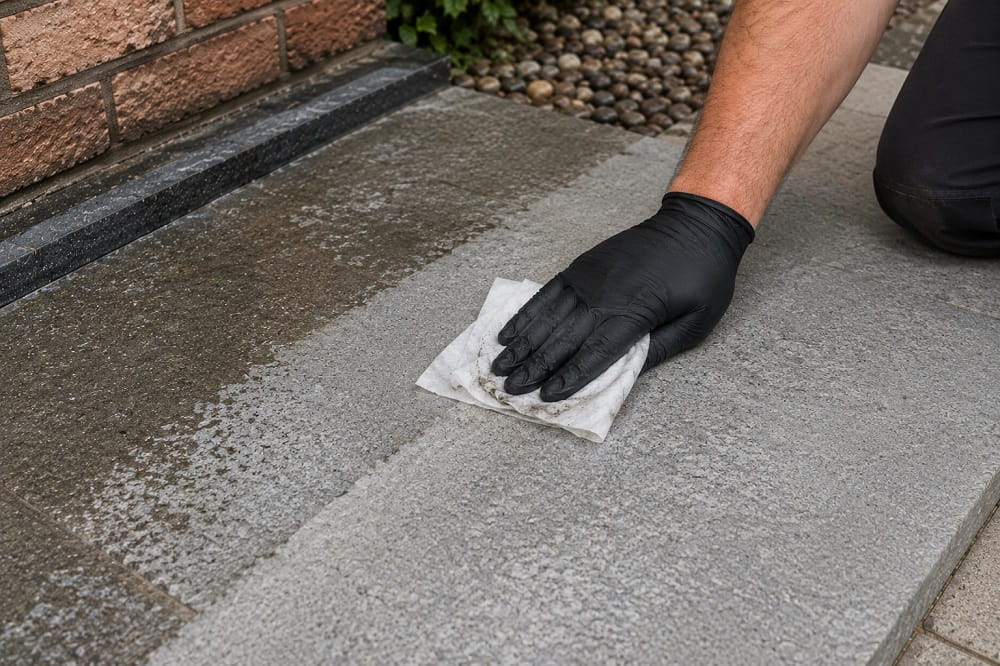 Cleaning an outdoor surface with preparation wipes before bonding sealing or repair work