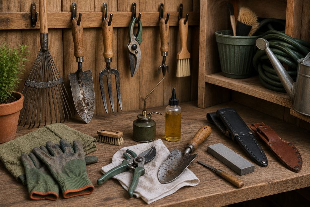 Cleaning and storing garden tools for winter maintenance
