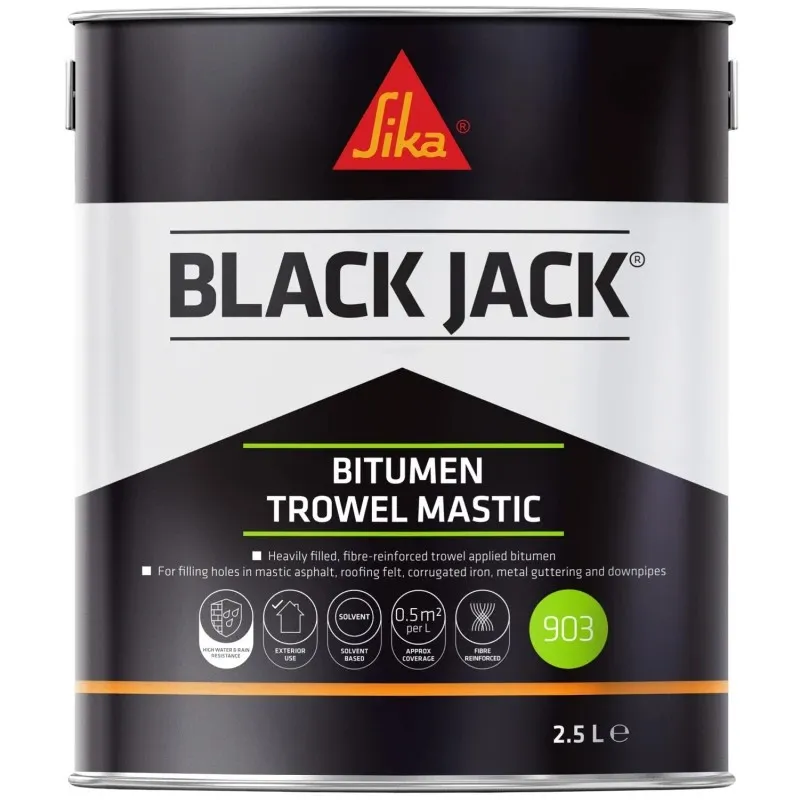 Sika Black Jack 903 Bitumen Trowel Mastic 2.5L Tin Sika Black Jack 903 Fibre Reinforced Bitumen Trowel Mastic 2.5L 90302