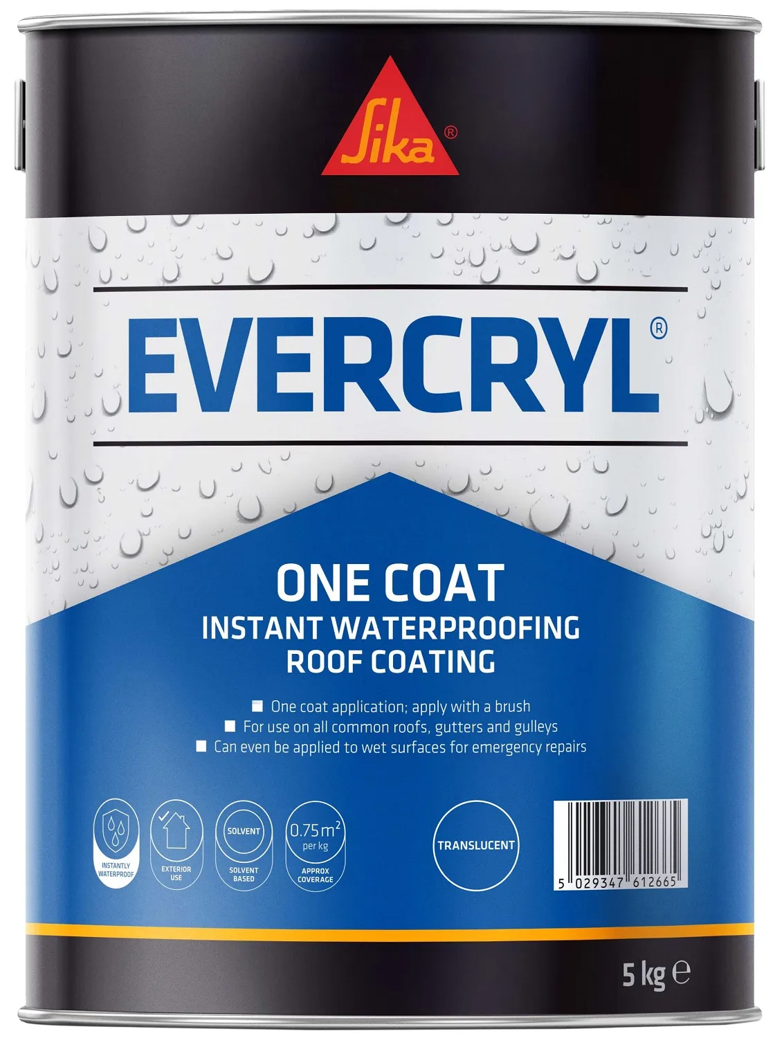 sika-evercryl-roof-coating-paint-one-coat-translucent-clear-851590-5kg Sika Evercryl Translucent Clear Roof Repair Compound Coating 5kg 851590